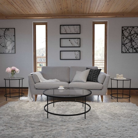 Flash Furniture 3 Piece Round Glass Table Set-Matte Black Frame NAN-CEK-21750-BK-GG